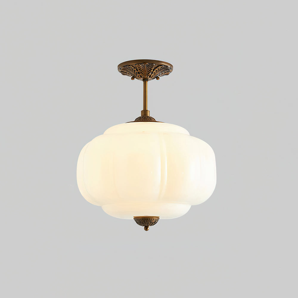 Ribbed Glass Ceiling Light – Round Metal and Glass Design with Soft Glow
