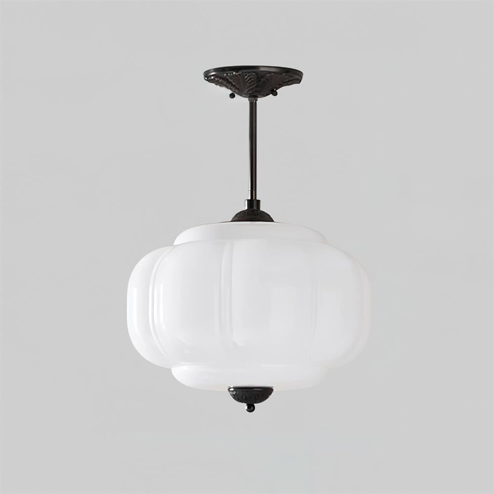 Ribbed Glass Ceiling Light – Round Metal and Glass Design with Soft Glow
