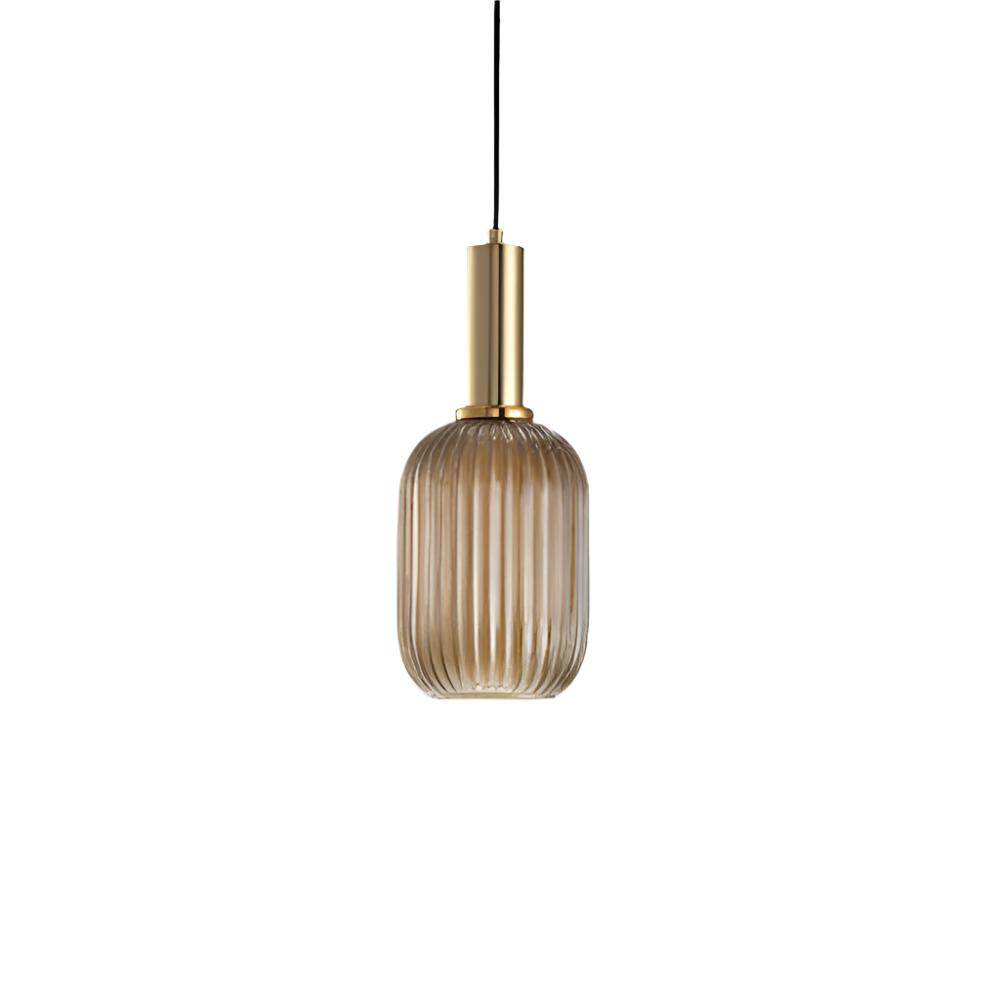 Ribbed Glass Pendant Light – Tinted Glass with Retro Character