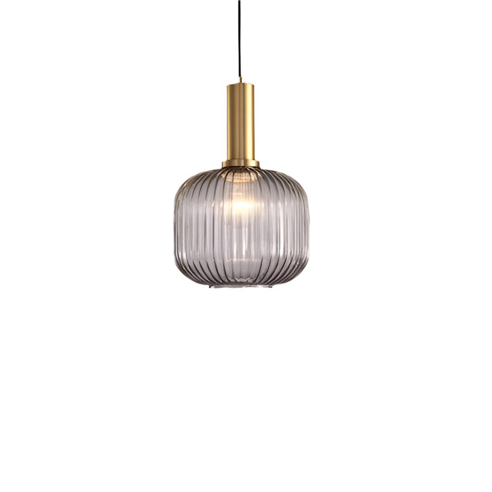 Ribbed Glass Pendant Light – Tinted Glass with Retro Character