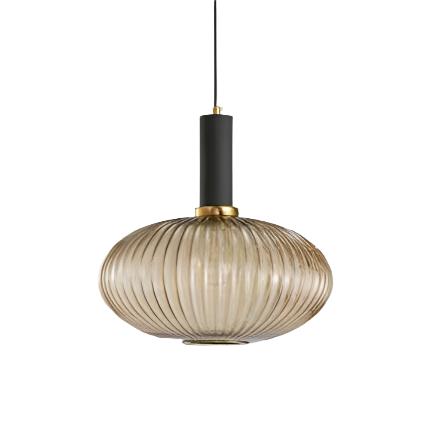 Ribbed Glass Pendant Light – Tinted Glass with Retro Character