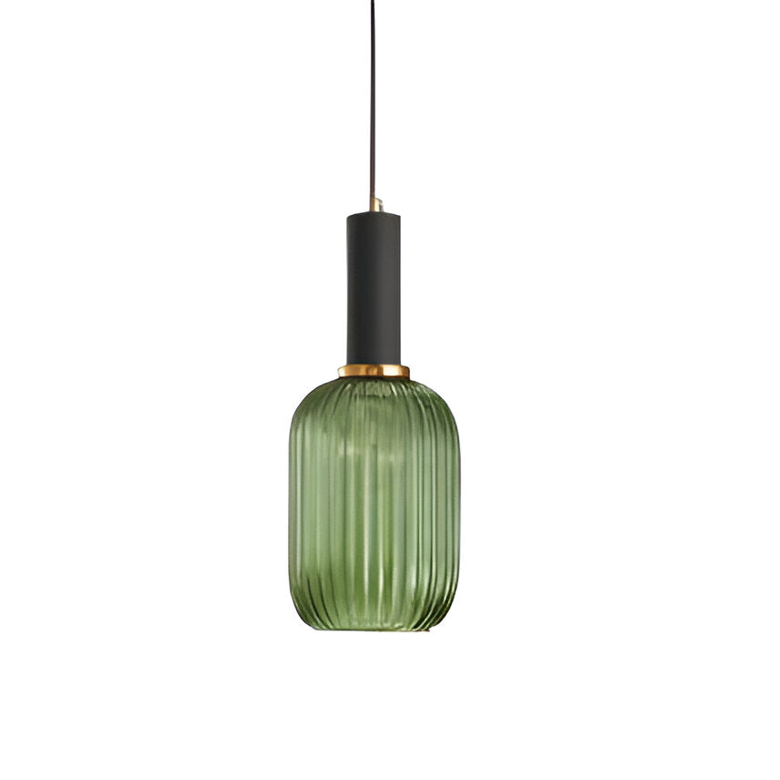 Ribbed Glass Pendant Light – Tinted Glass with Retro Character