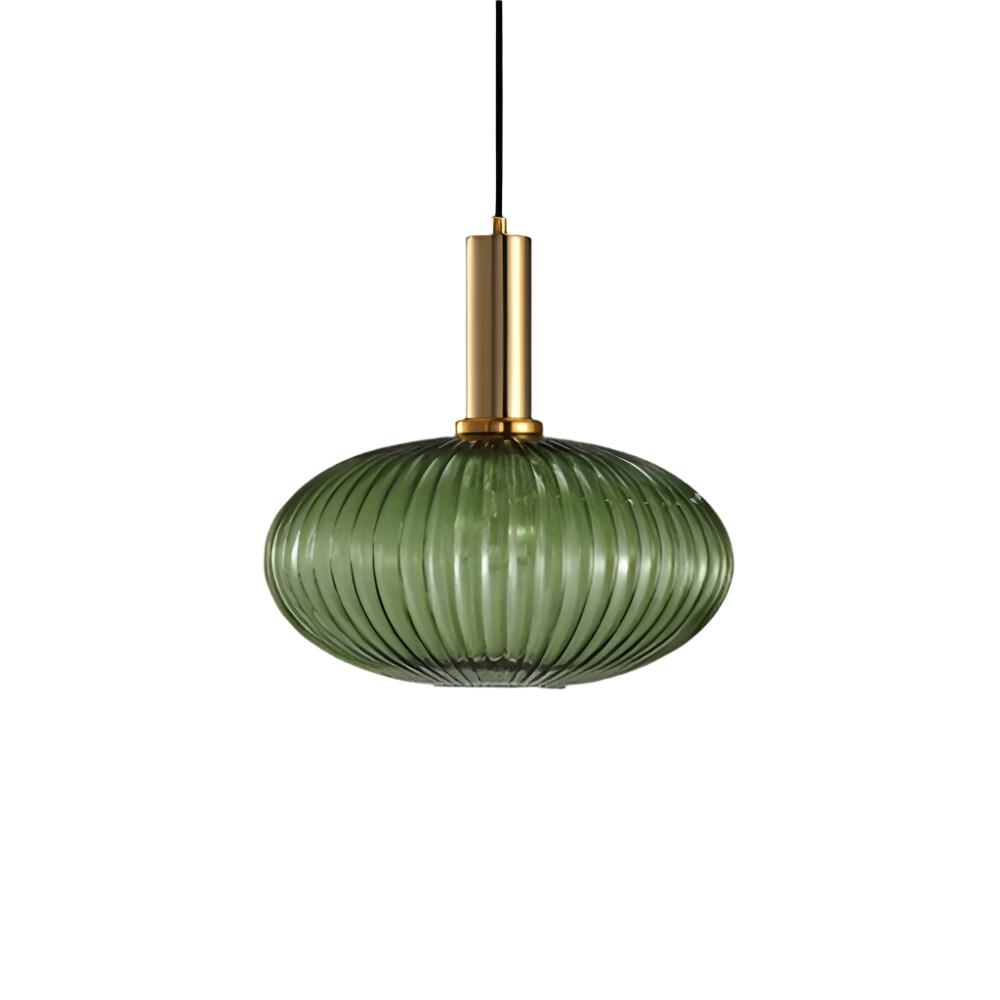 Ribbed Glass Pendant Light – Tinted Glass with Retro Character
