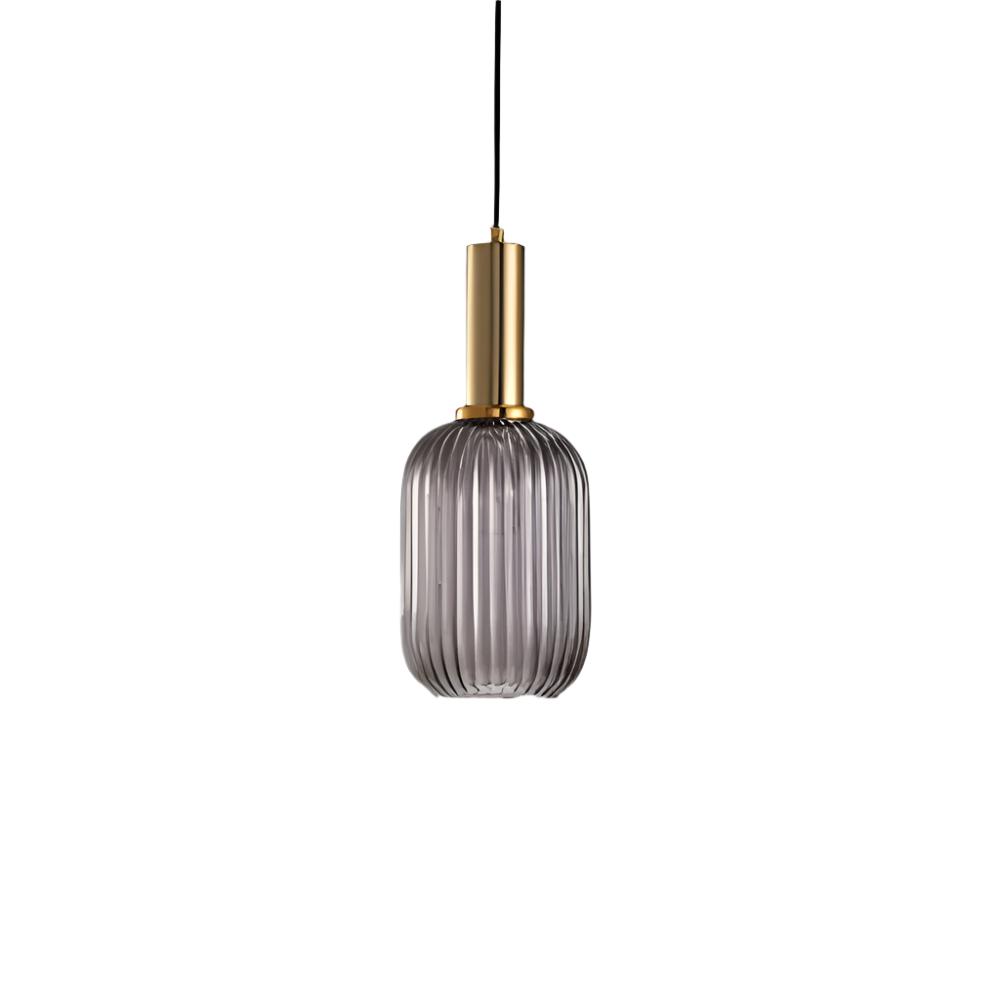 Ribbed Glass Pendant Light – Tinted Glass with Retro Character