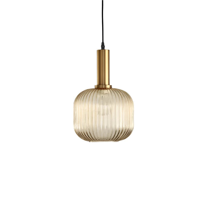 Ribbed Glass Pendant Light – Tinted Glass with Retro Character