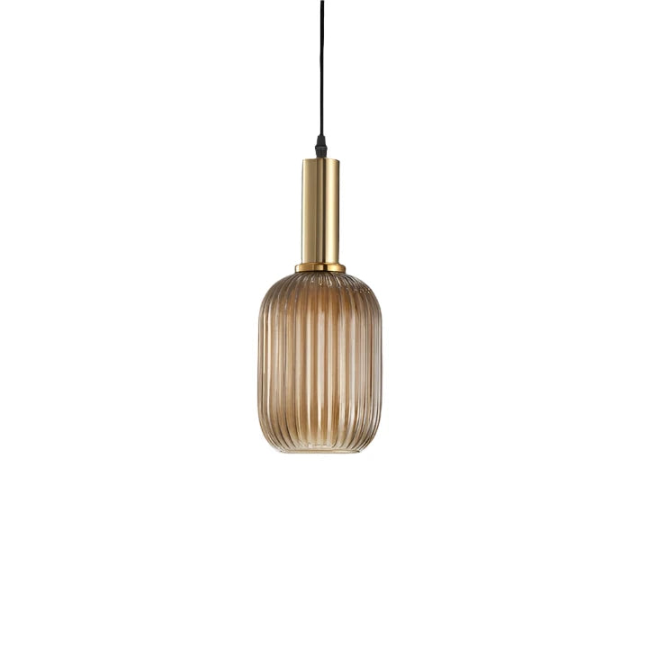 Ribbed Glass Pendant Light – Tinted Glass with Retro Character