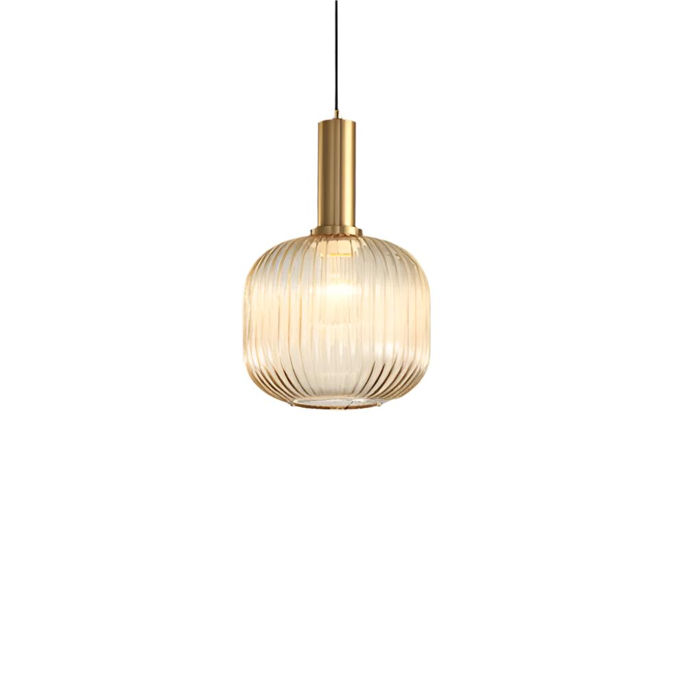 Ribbed Glass Pendant Light – Tinted Glass with Retro Character