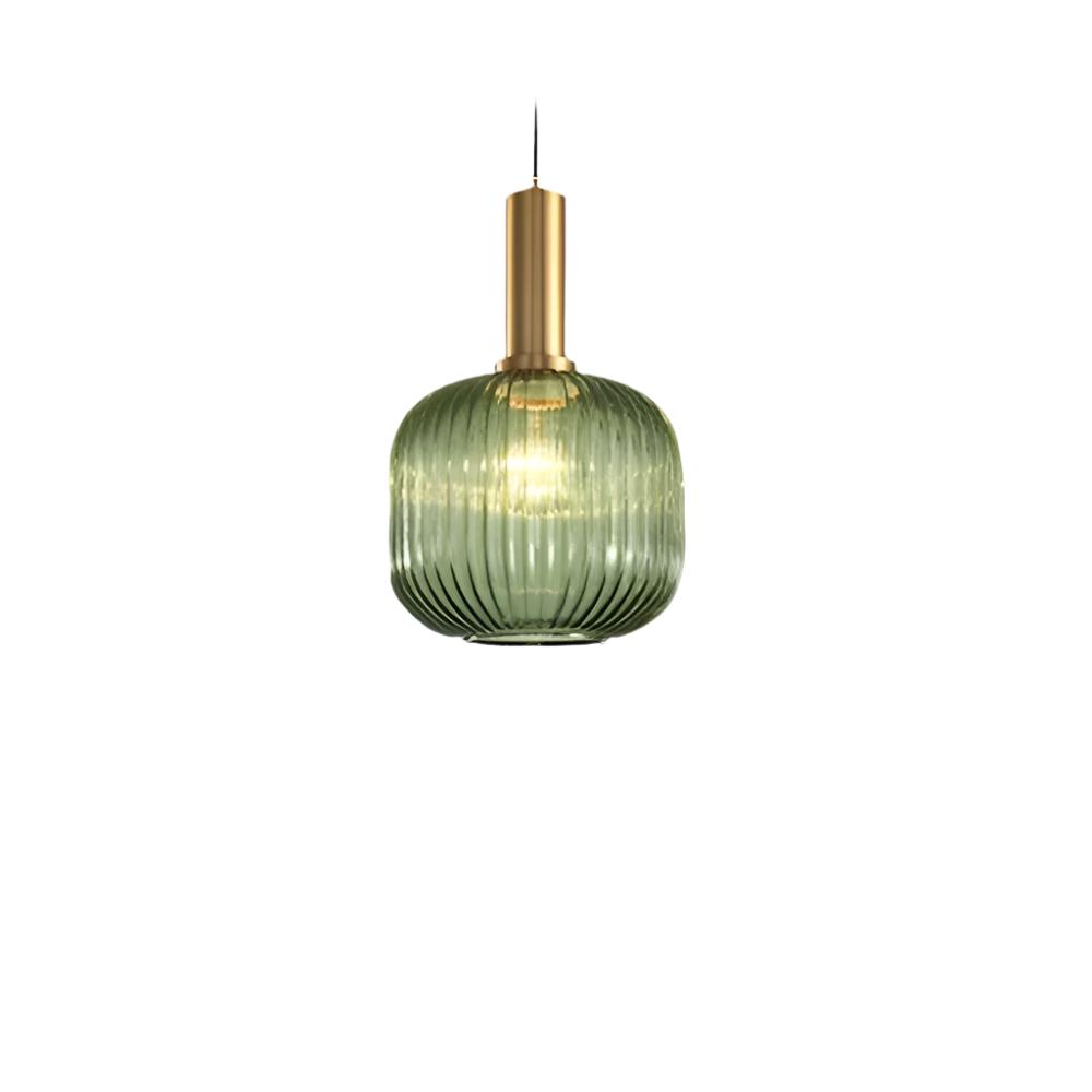 Ribbed Glass Pendant Light – Tinted Glass with Retro Character