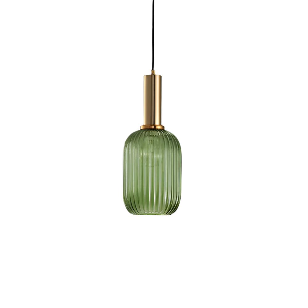 Ribbed Glass Pendant Light – Tinted Glass with Retro Character