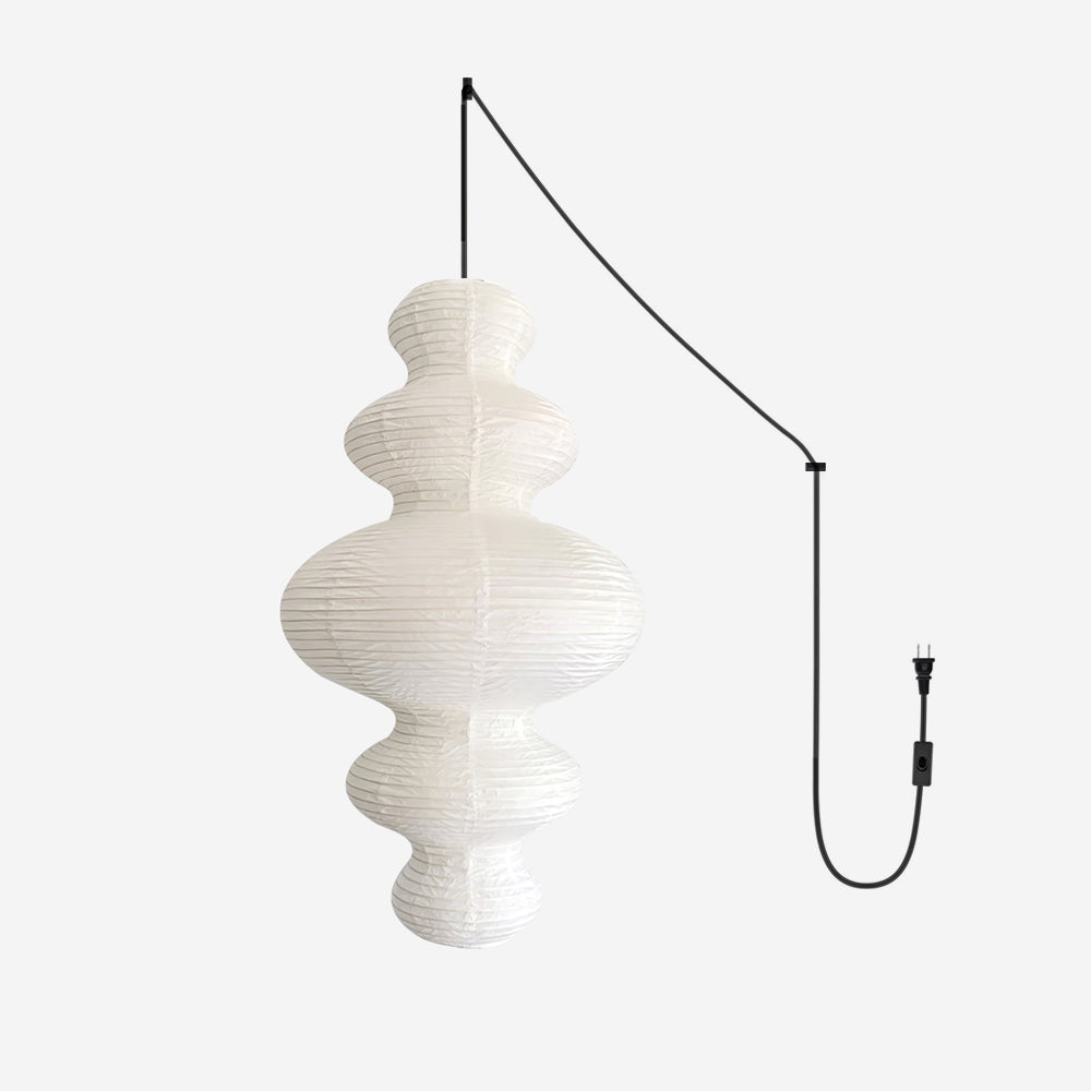 Rice Paper Pendant Light – Paper and Bamboo with Adjustable Height