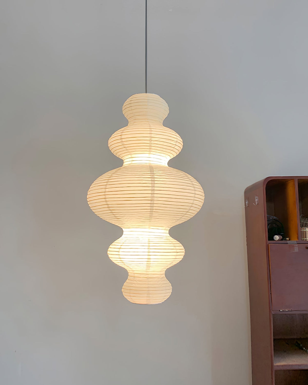 Rice Paper Pendant Light – Paper and Bamboo with Adjustable Height