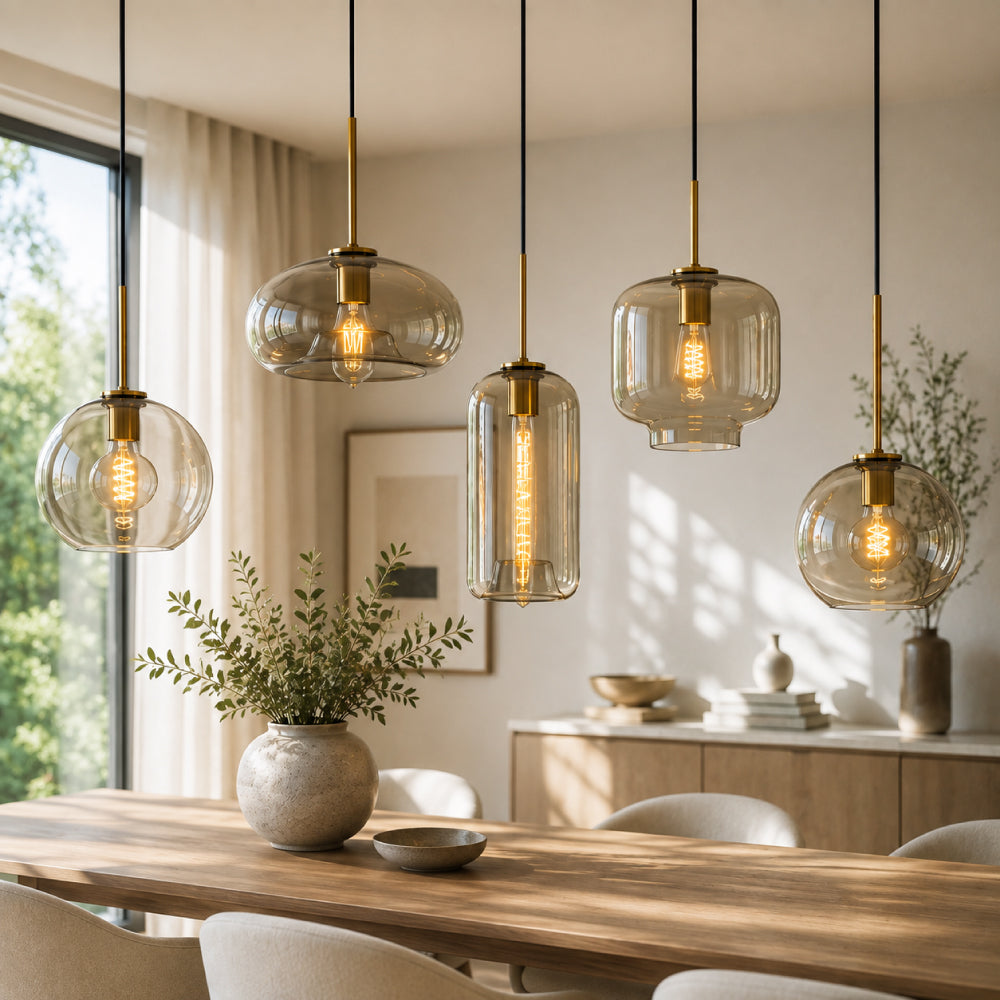 Smoked Glass Pendant Light – Scandinavian Design in Multiple Shapes