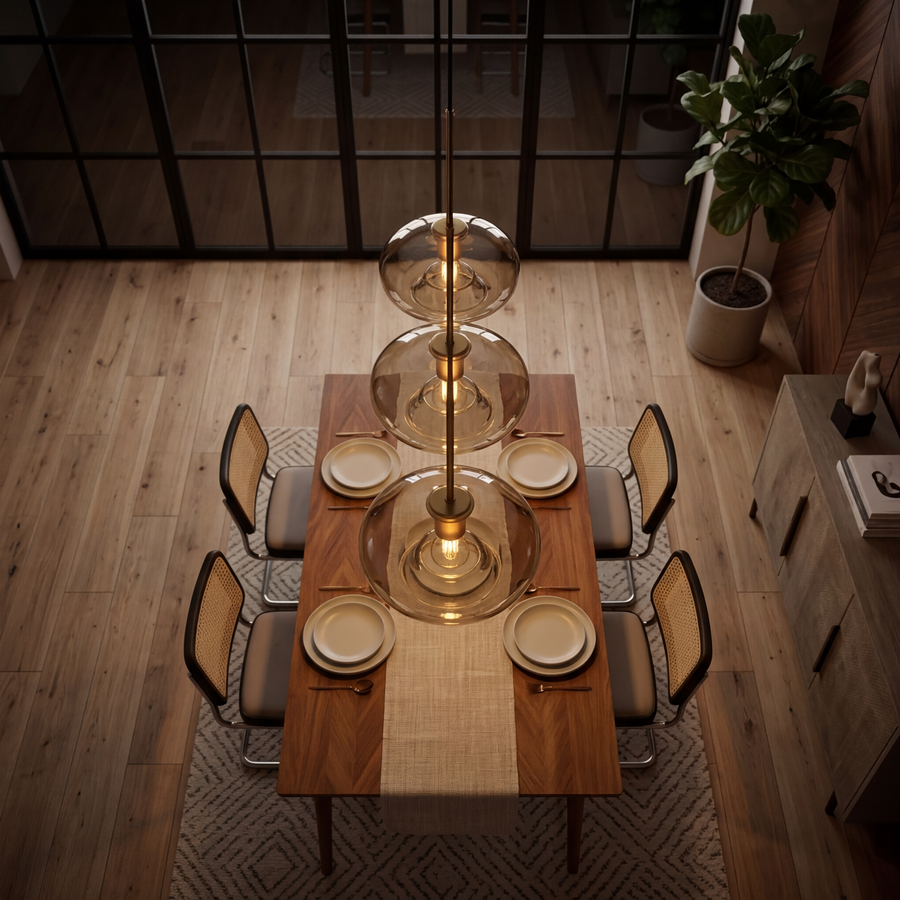 Smoked Glass Pendant Light – Scandinavian Design in Multiple Shapes