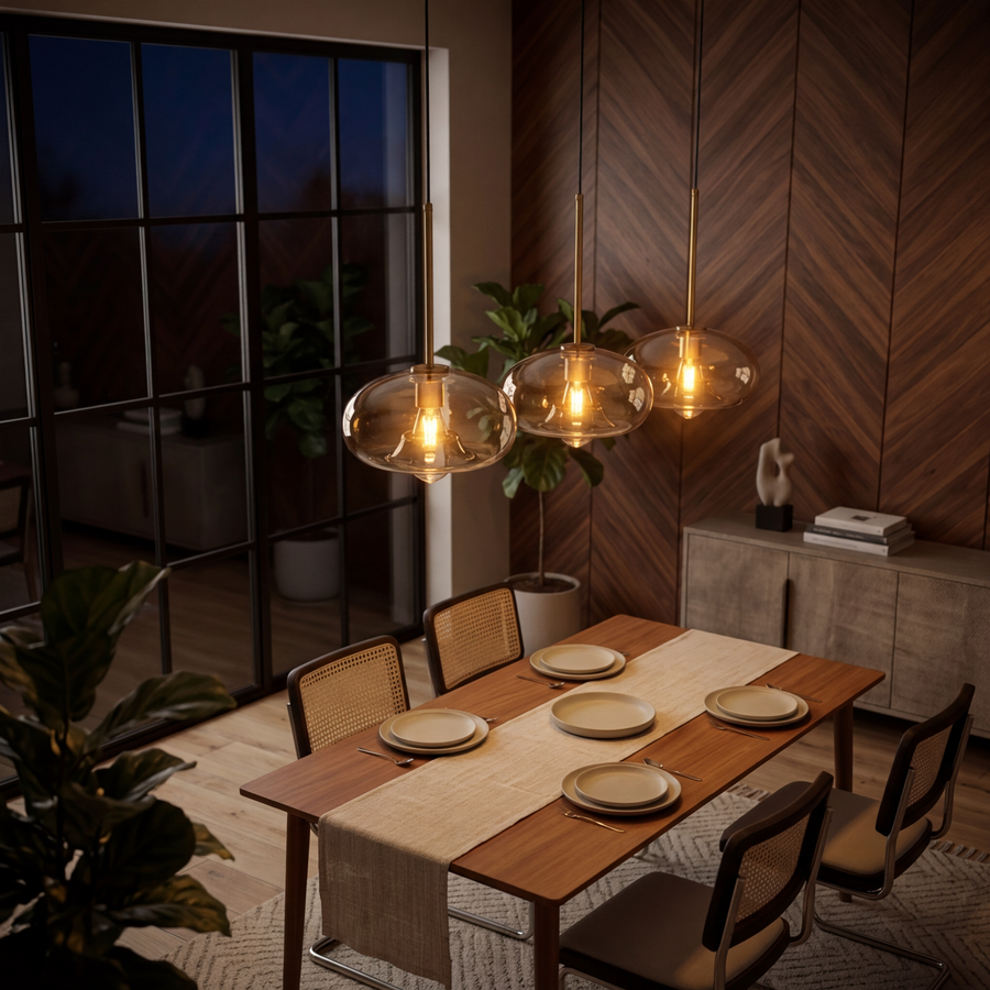 Smoked Glass Pendant Light – Scandinavian Design in Multiple Shapes