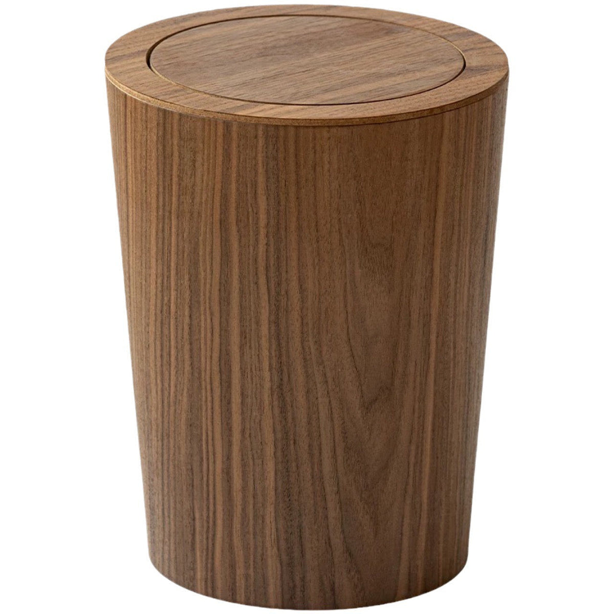 Rotating Wood-Look Trash Can – 360° Lid with Hidden Double-Layer Bag