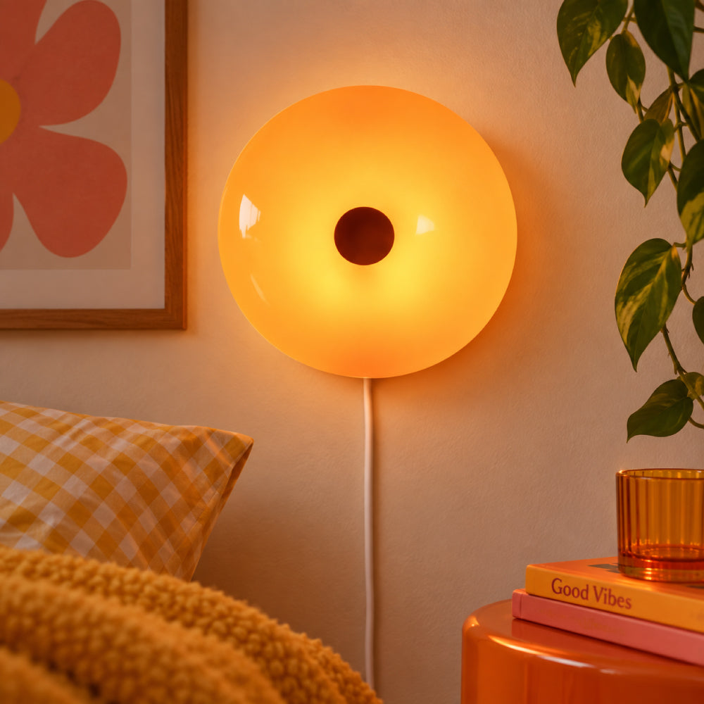 Round Glass Wall Light – Dimmable with Modern Design and Metal Frame