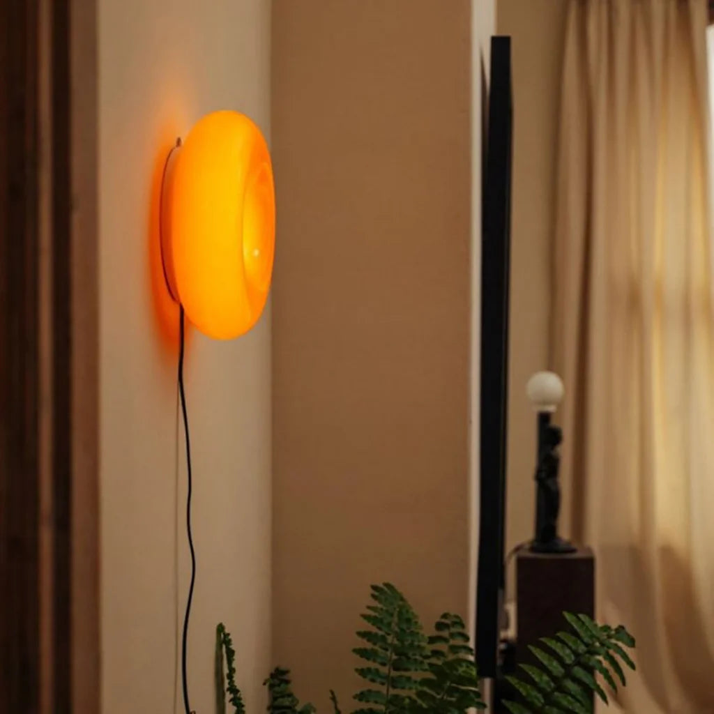 Round Glass Wall Light – Dimmable with Modern Design and Metal Frame