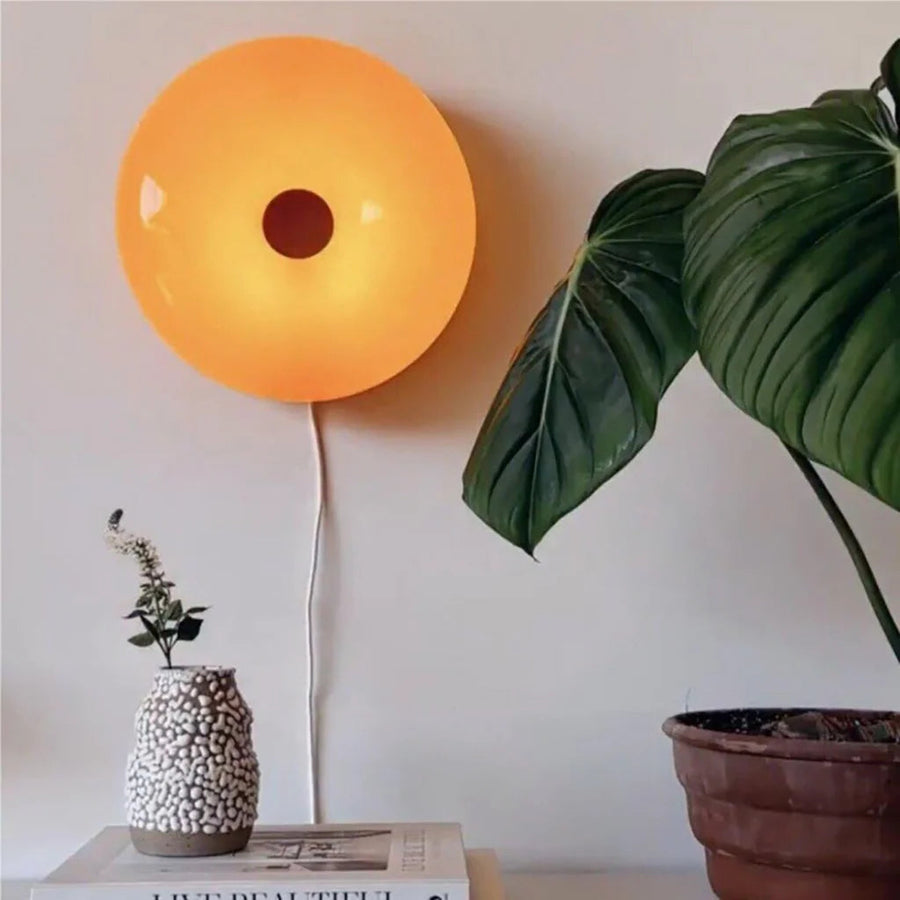 Round Glass Wall Light – Dimmable with Modern Design and Metal Frame