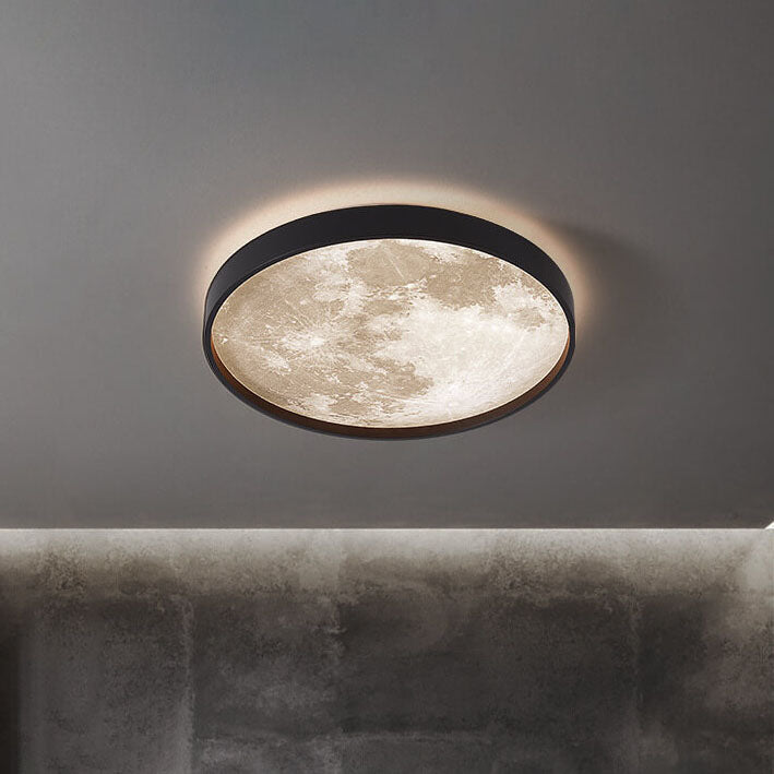 Round Ceiling Light with Moon Surface Look and Backlight