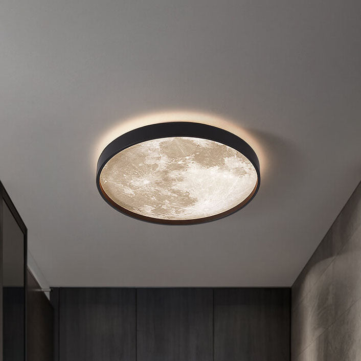 Round Ceiling Light with Moon Surface Look and Backlight