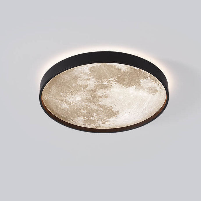 Round Ceiling Light with Moon Surface Look and Backlight