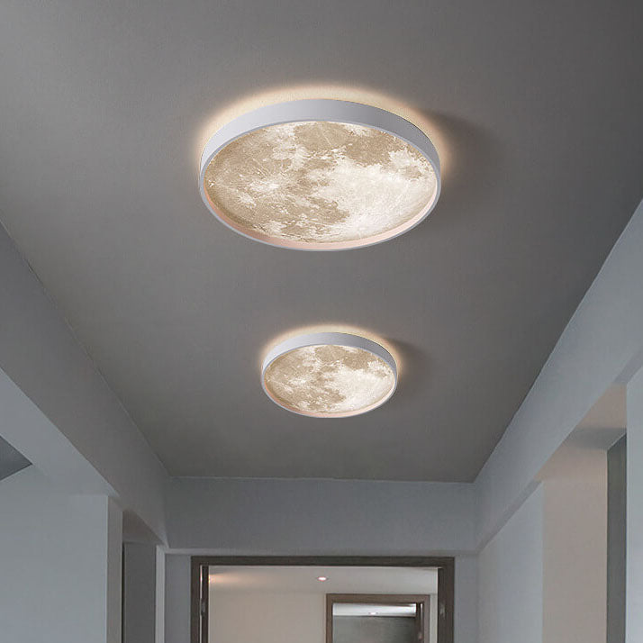 Round Ceiling Light with Moon Surface Look and Backlight