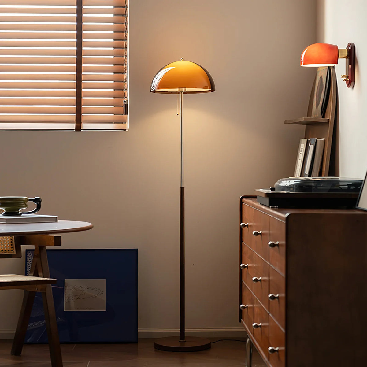 Rustic Metal Floor Lamp – Slim Pole Lamp for Living Room and Reading Nook