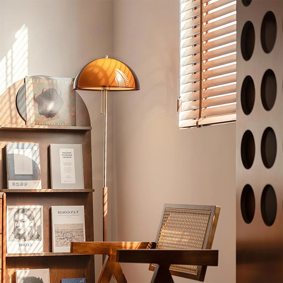 Rustic Metal Floor Lamp – Slim Pole Lamp for Living Room and Reading Nook