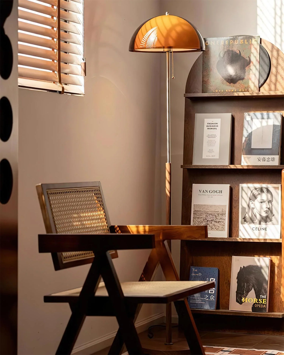 Rustic Metal Floor Lamp – Slim Pole Lamp for Living Room and Reading Nook