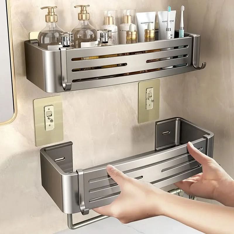Self-Adhesive Aluminum Bathroom Shelf – No Drilling, Rustproof and Waterproof