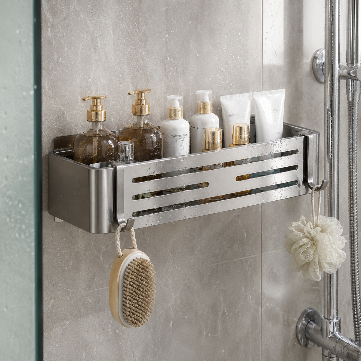 Self-Adhesive Aluminum Bathroom Shelf – No Drilling, Rustproof and Waterproof