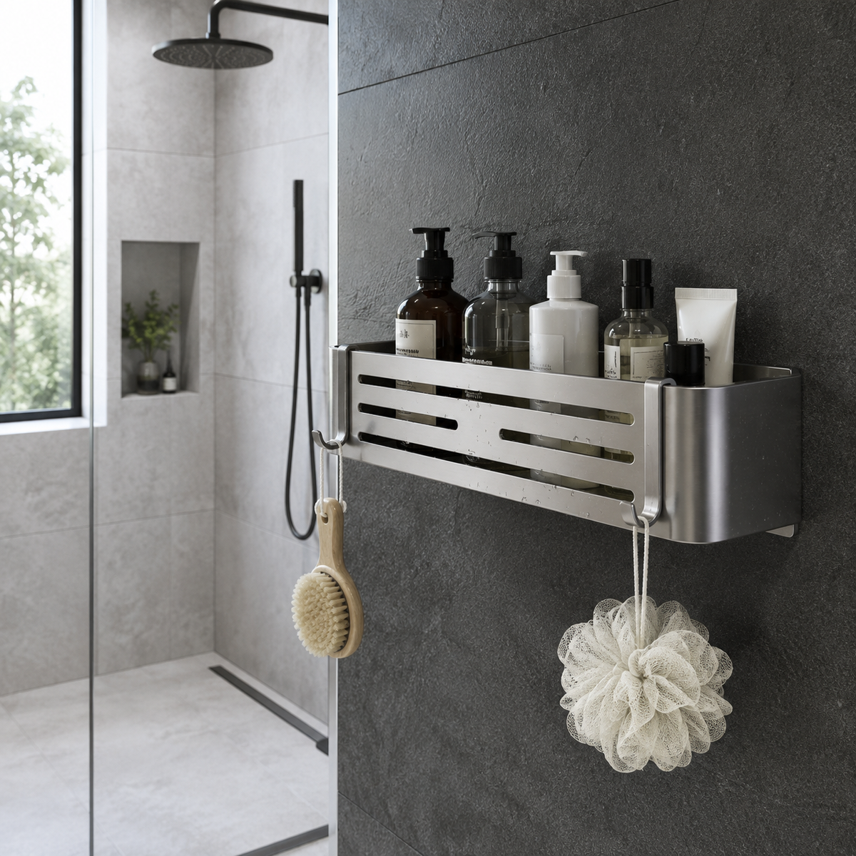 Self-Adhesive Aluminum Bathroom Shelf – No Drilling, Rustproof and Waterproof