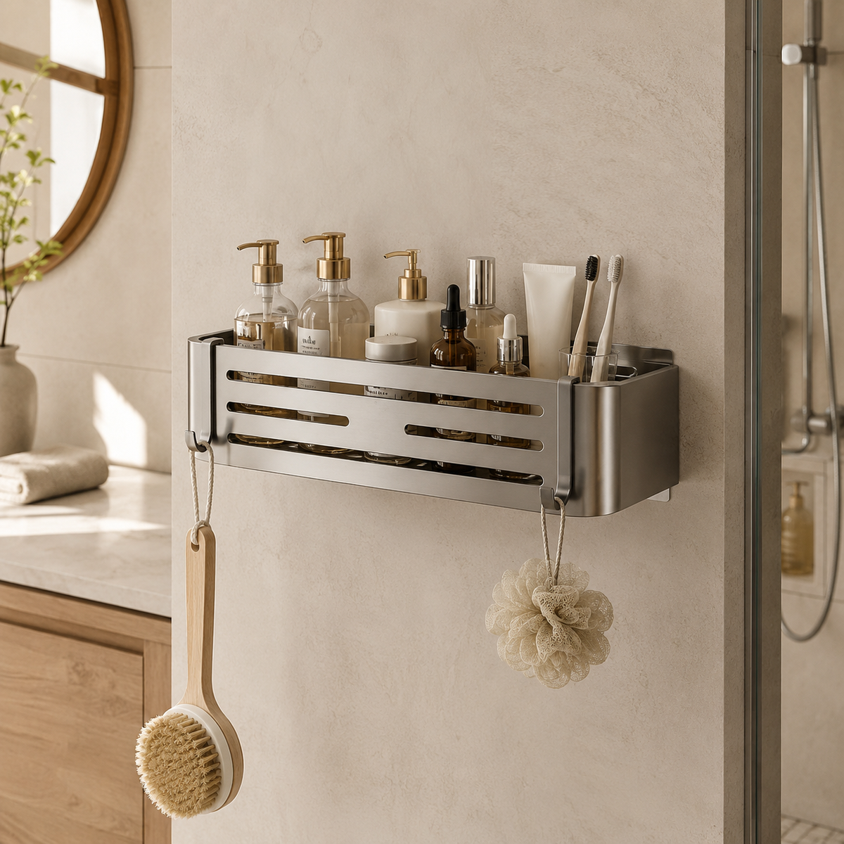 Self-Adhesive Aluminum Bathroom Shelf – No Drilling, Rustproof and Waterproof