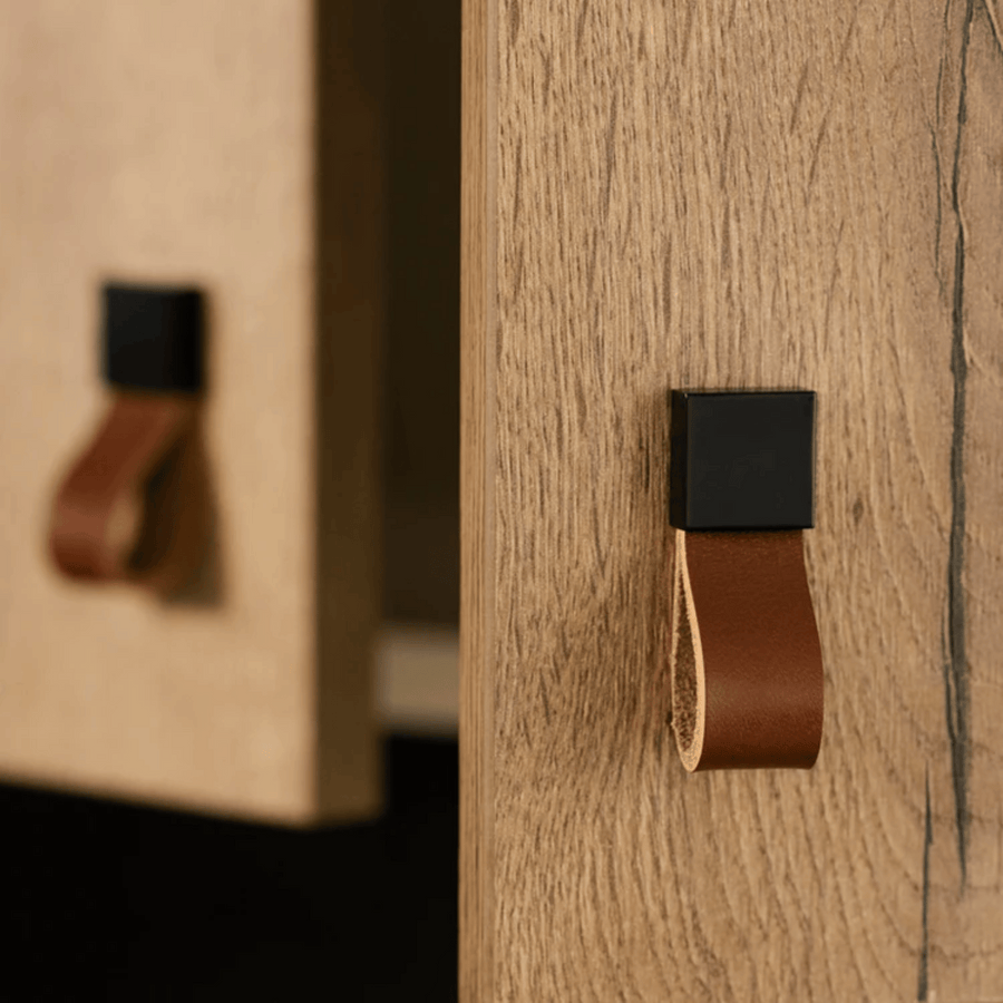 Zinc Alloy and Leather Cabinet Handle – Vintage Furniture Hardware