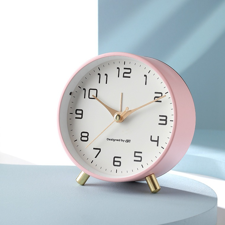 Scandinavian Metal and Glass Table Clock – Silent Seconds, Compact Design