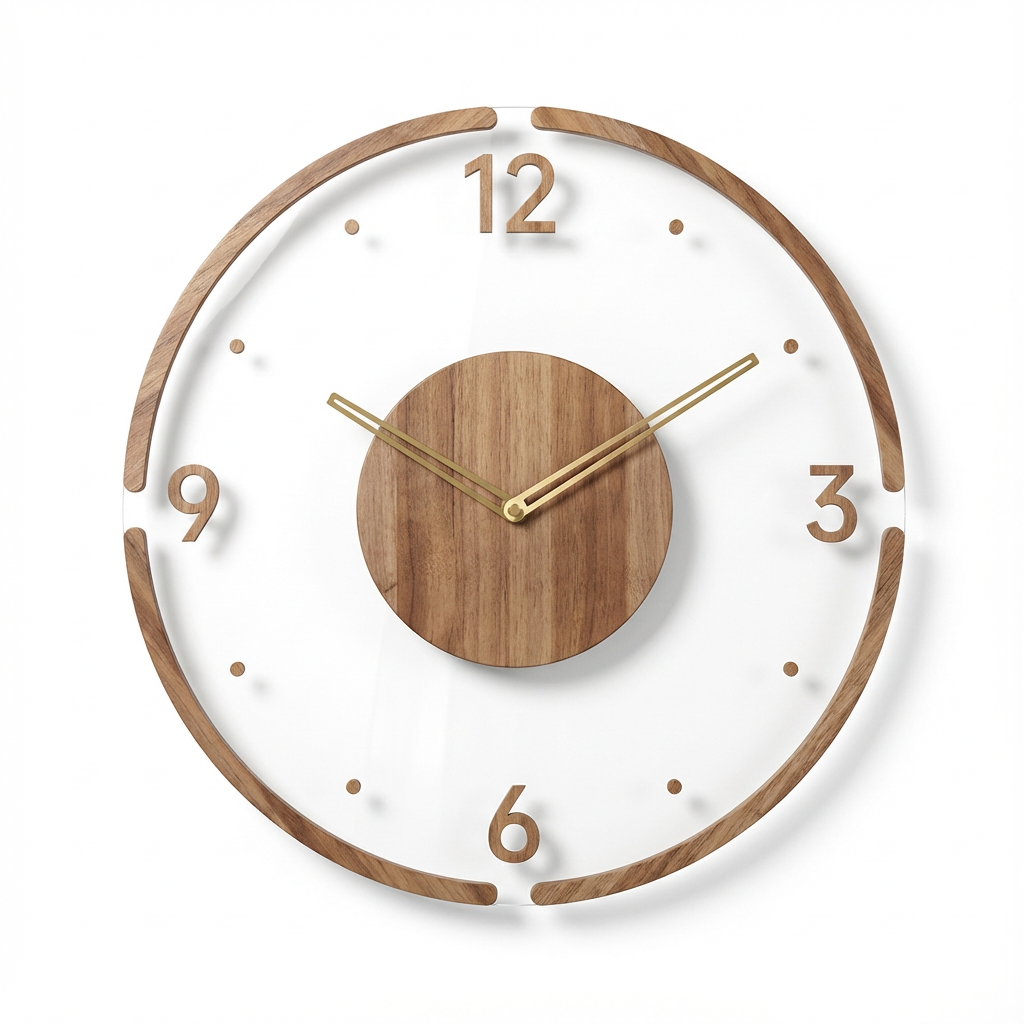 Scandinavian Natural Wood Wall Clock – Silent Quartz Movement