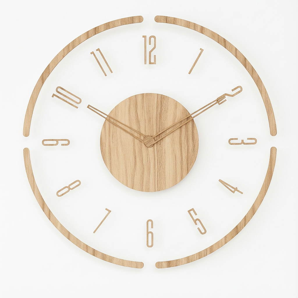 Scandinavian Natural Wood Wall Clock – Silent Quartz Movement