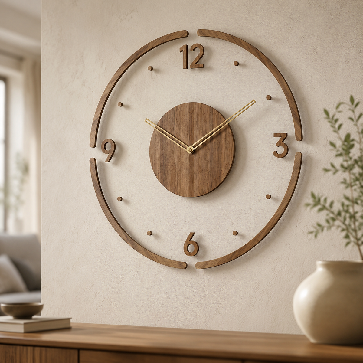 Scandinavian Natural Wood Wall Clock – Silent Quartz Movement