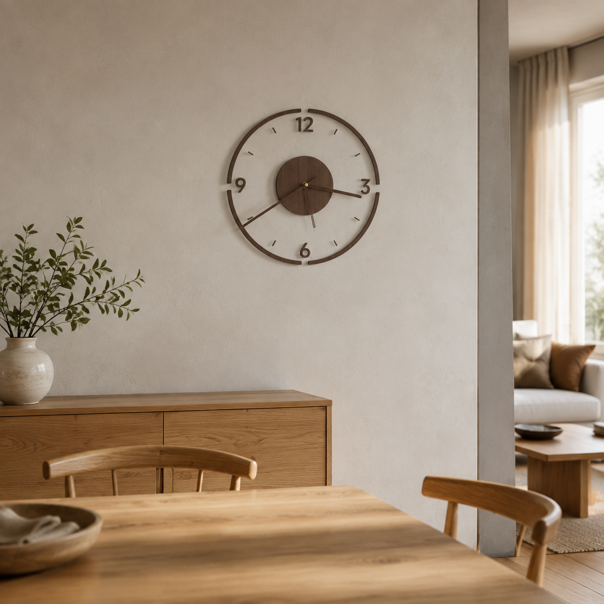 Scandinavian Natural Wood Wall Clock – Silent Quartz Movement