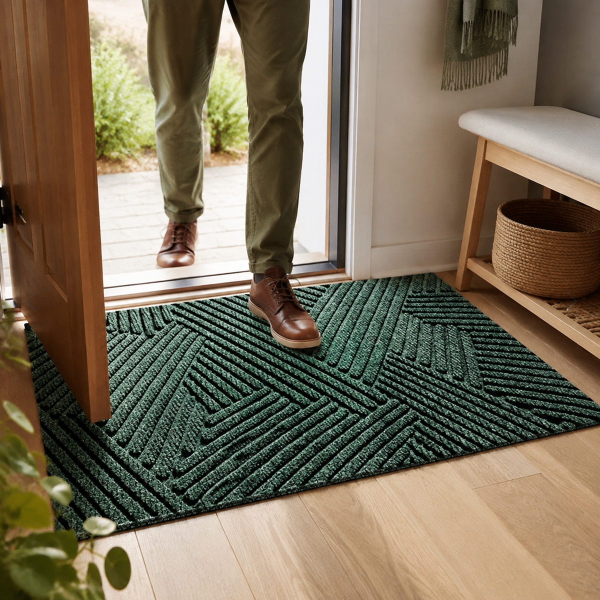 Non-Slip PVC Door Mat – Curved Line Pattern