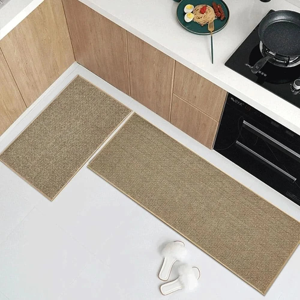 Non-Slip Washable Faux Sisal Kitchen Rug with Soft Surface