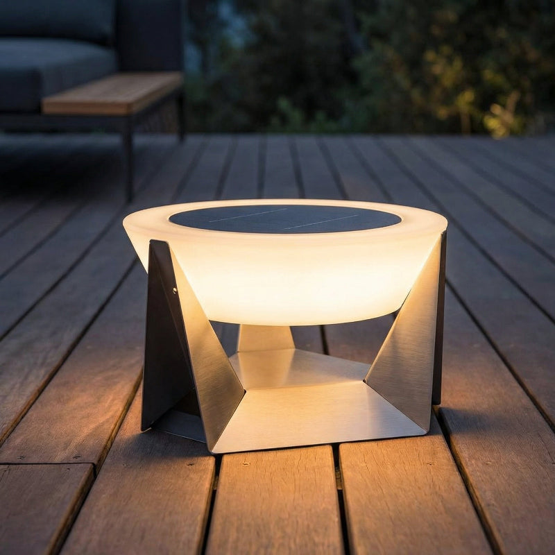 Solar Garden Light – Floating Disc with Architectural Design