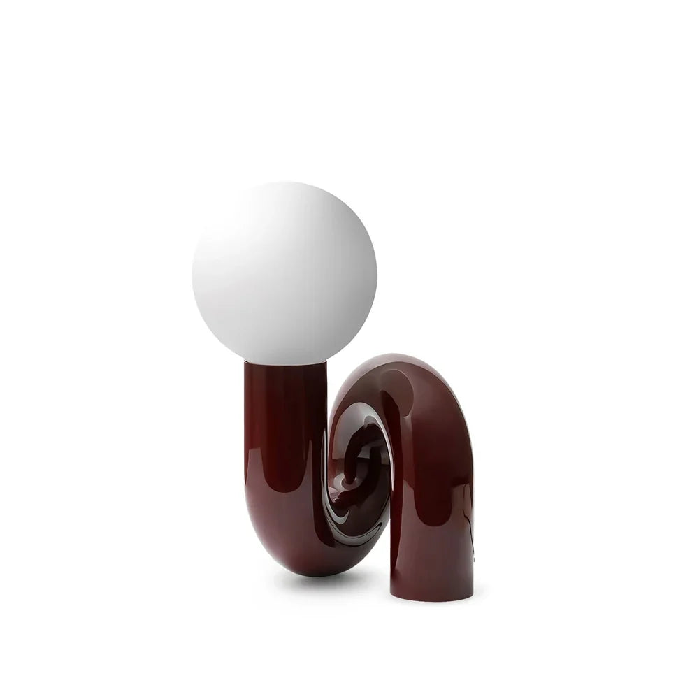 Spiral Glass Table Lamp with Colored Glass Shade