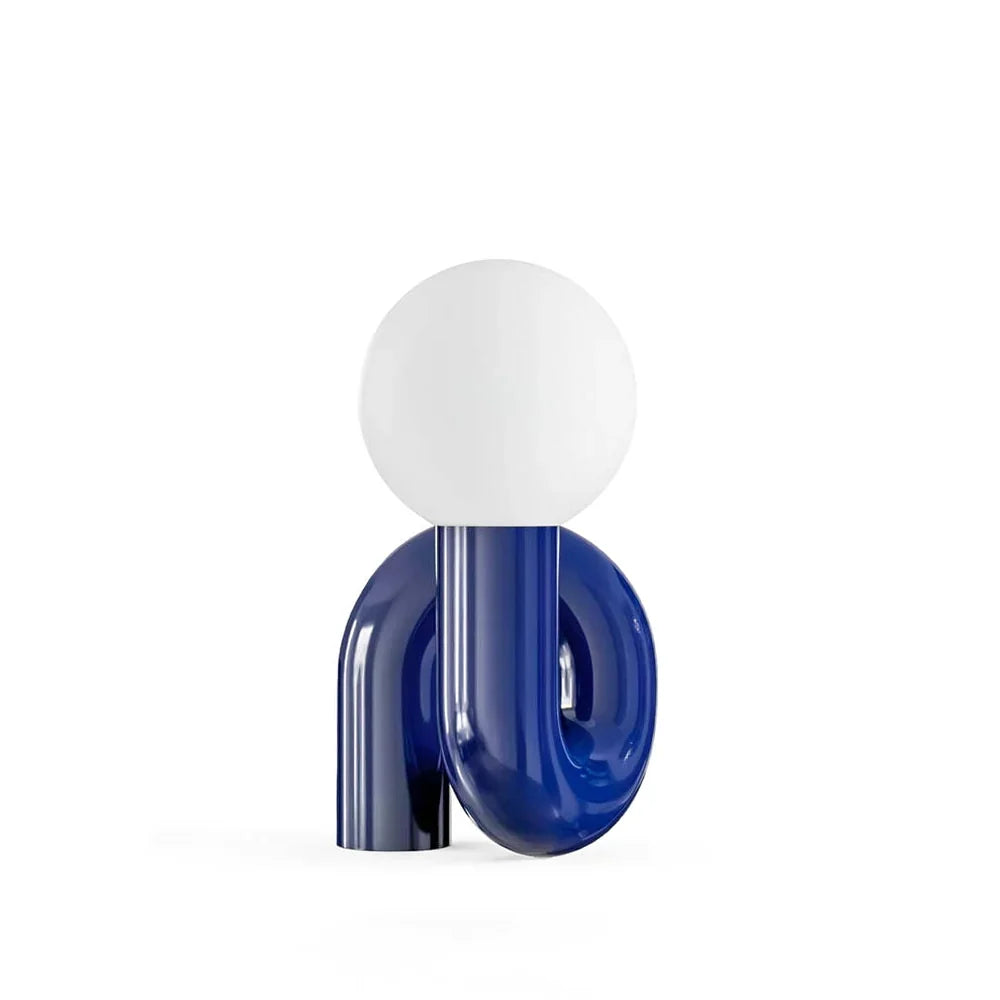 Spiral Glass Table Lamp with Colored Glass Shade