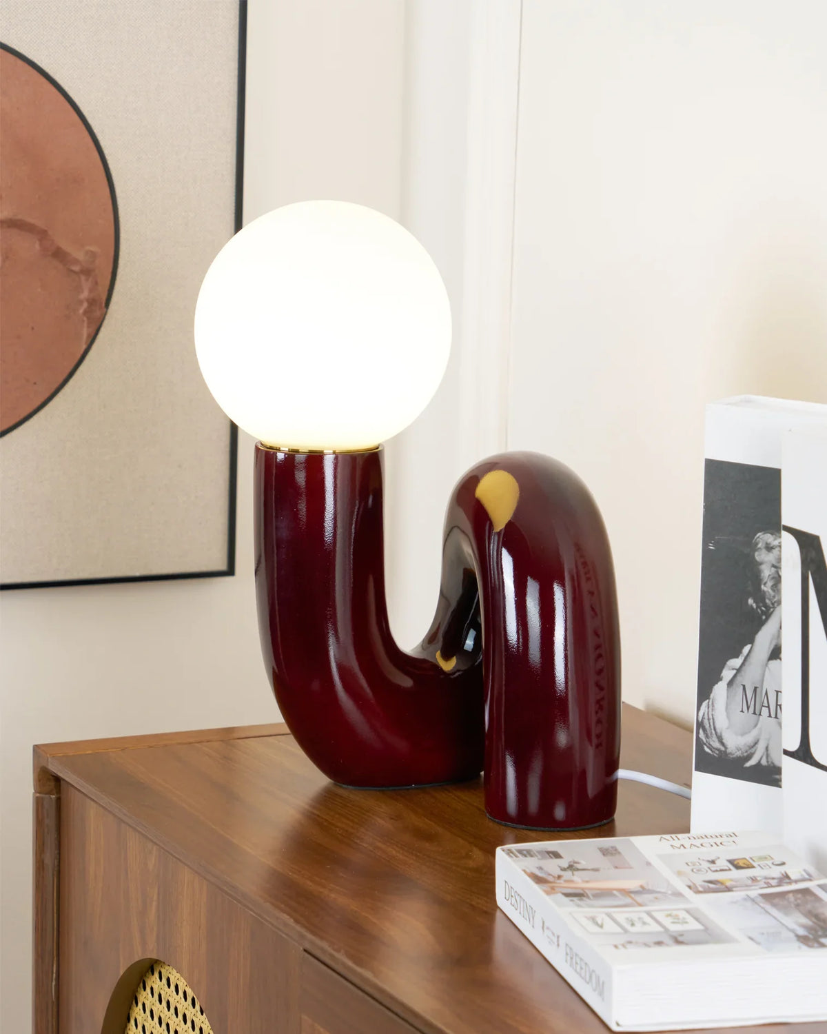 Spiral Glass Table Lamp with Colored Glass Shade