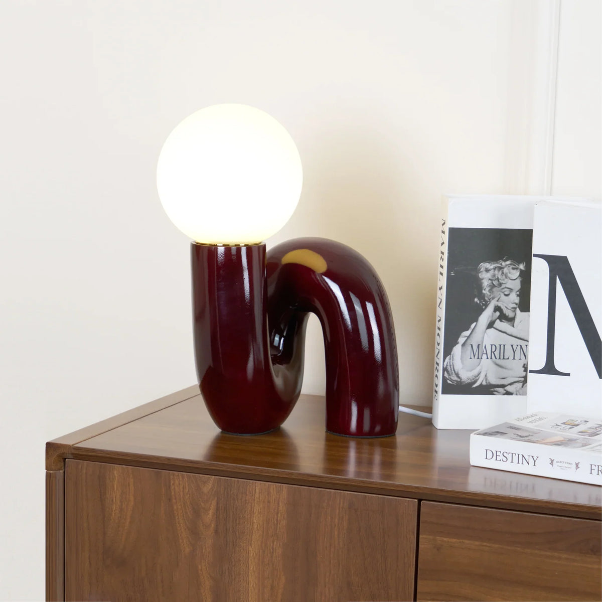 Spiral Glass Table Lamp with Colored Glass Shade
