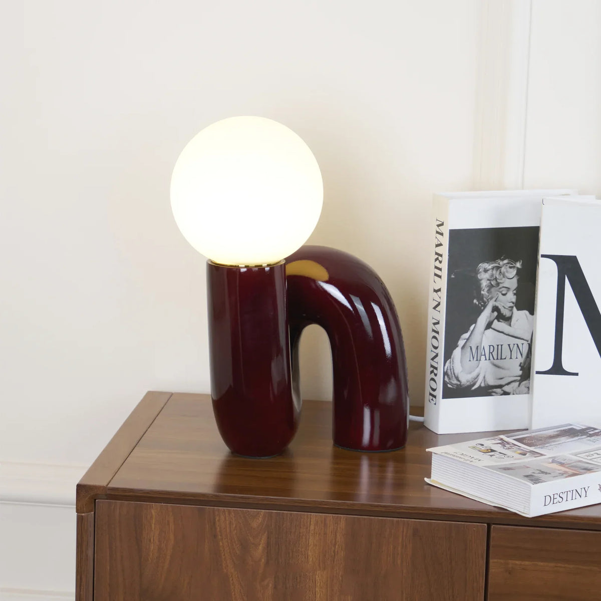 Spiral Glass Table Lamp with Colored Glass Shade