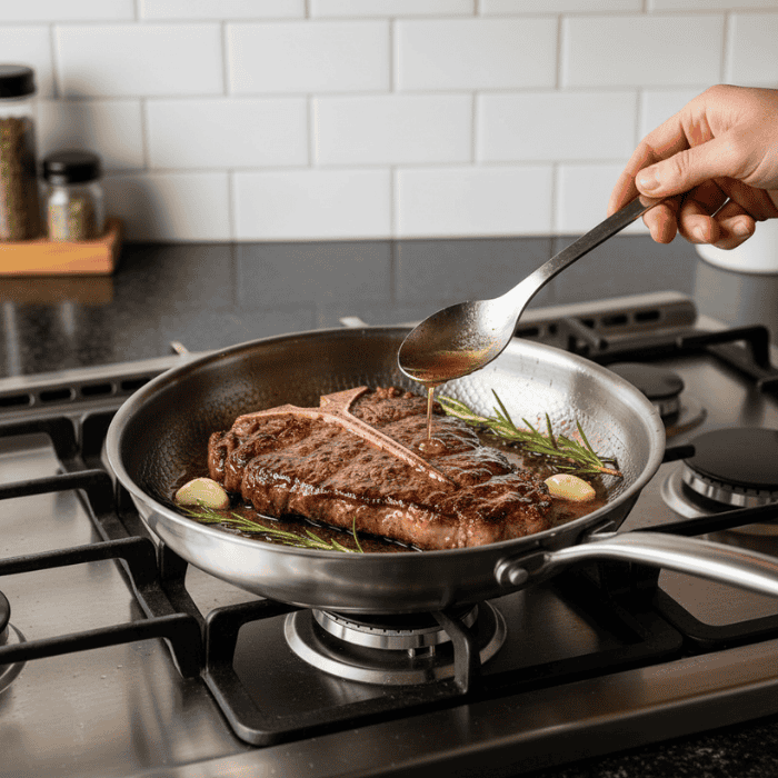Stainless Steel Frying Pan – Uncoated for Induction and Gas Hobs