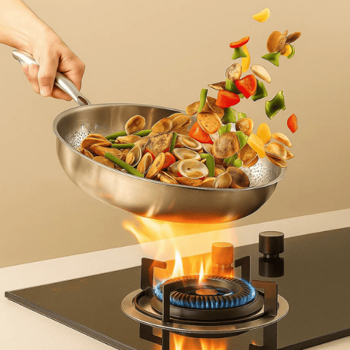 Stainless Steel Frying Pan – Uncoated for Induction and Gas Hobs