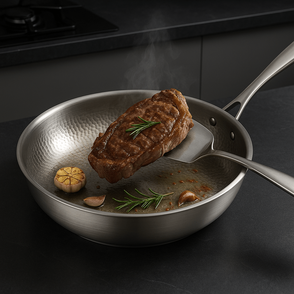 Stainless Steel Frying Pan – Uncoated for Induction and Gas Hobs
